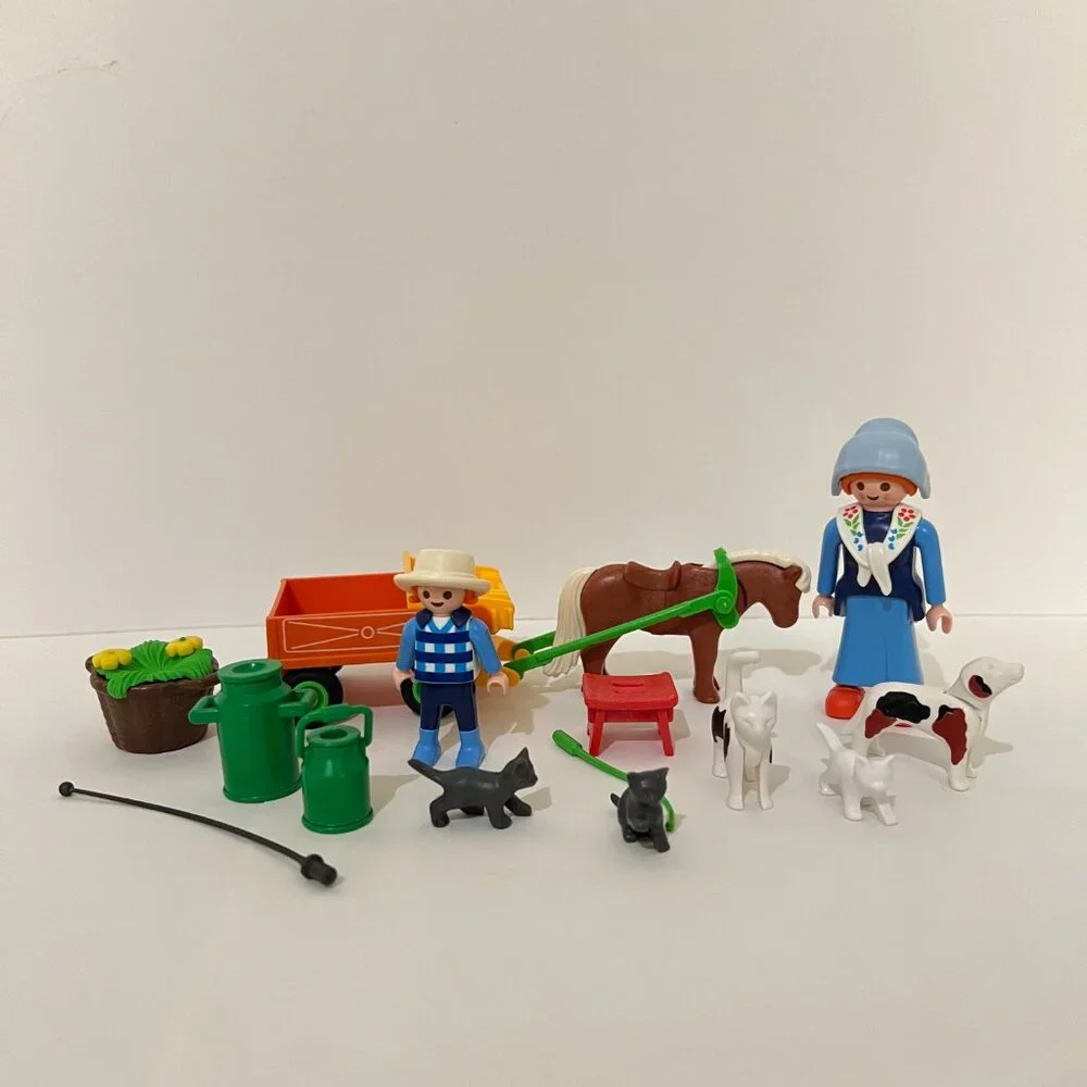 Playmobil Lot Farm Super Set 3124, Children’s Pony Wagon 3118, & Milk Maid 3007
